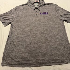 🔥LSU COLLEGE BRANDS BY CAPTIVATING GREY POLO Shirt Men's SIZE 2XL/XXL NWT
